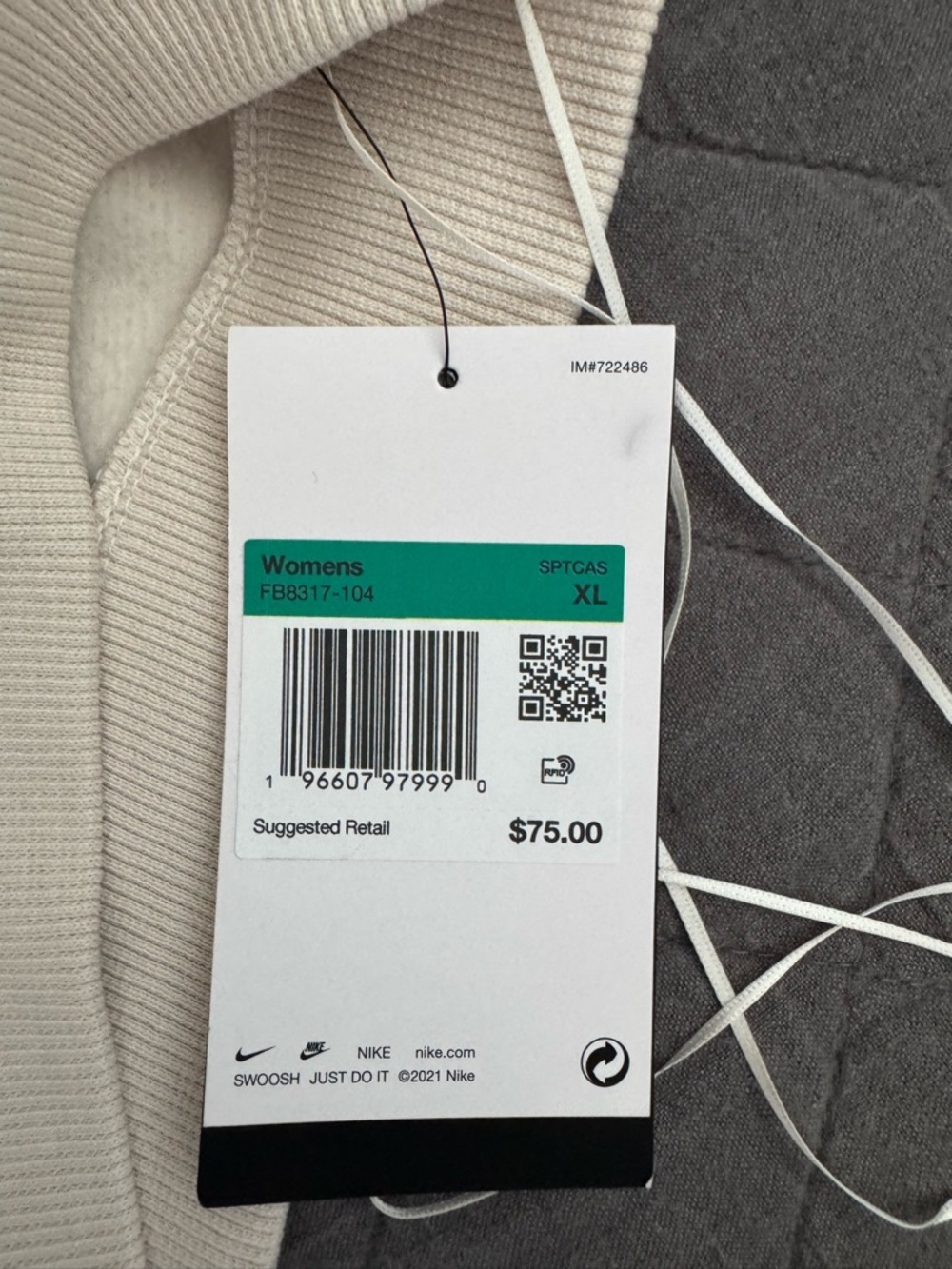 Nike Women's V-Neck Oversized Top in Cream - Picture 7 of 9